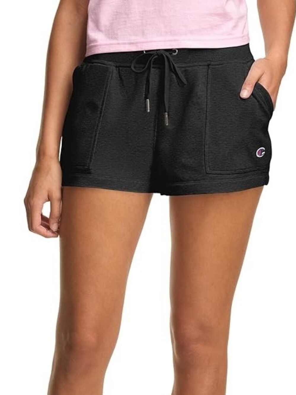 Champion Women's Black Athletic Fleece Shorts with Drawstring